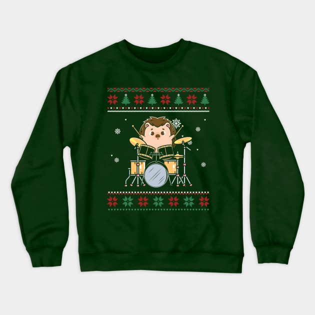Drumming hedgehog Crewneck Sweatshirt by NotUrOrdinaryDesign